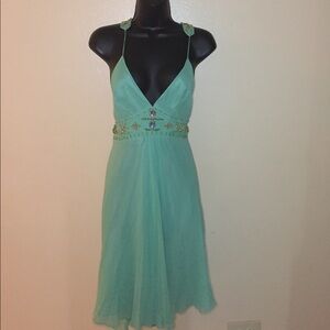 Beaded Mint Silk Dress